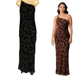 Revelry Burnout Velvet Black One Shoulder Dress (Size 2)